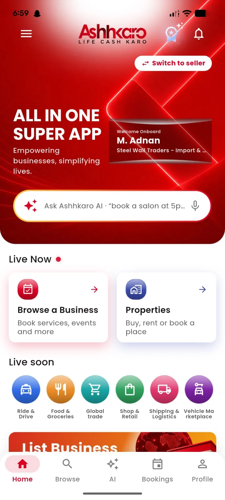 Ashhkaro Home screen